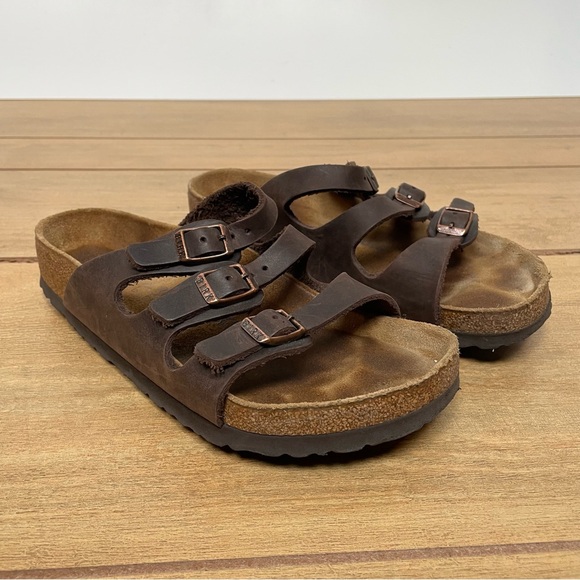 Birkenstock Florida Soft Footbed Mocha Brown Leather Size 37 - Picture 1 of 8